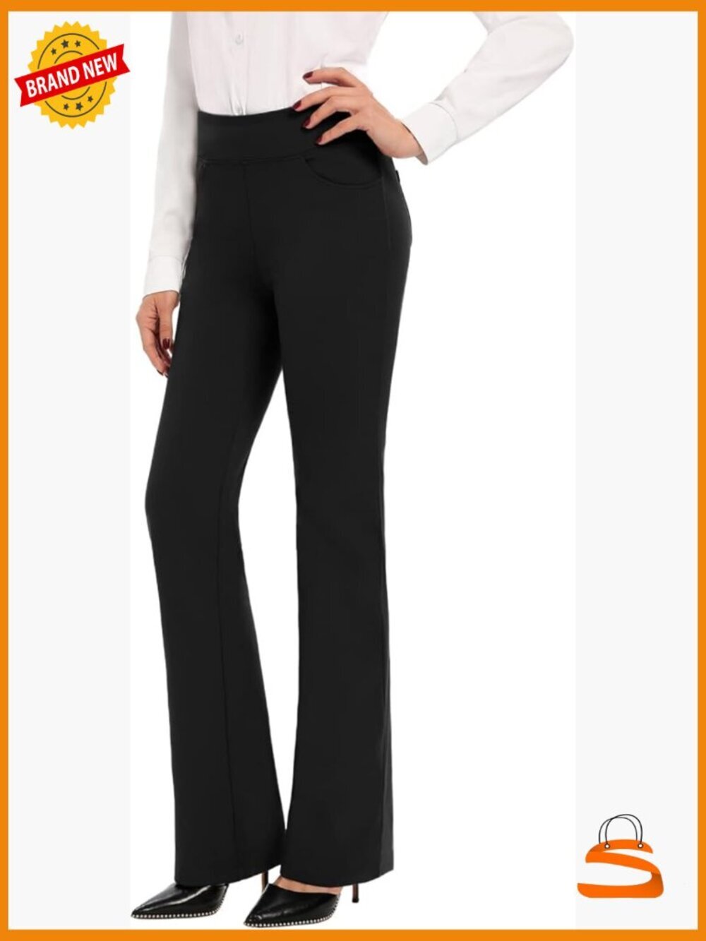 Bootcut Yoga Dress Pants High Waist Stretch Work Pants 35" Inseam Tall